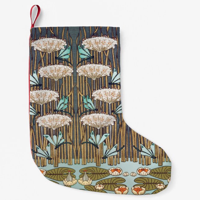 Petite Chaussette De Noël Dragonflies Water Lilies Marais Art Nouveau (Devant)