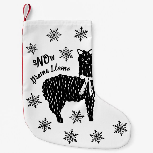 Petite Chaussette De Noël Drame de neige en hiver Llama (Devant)