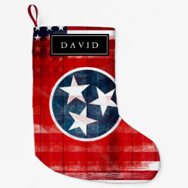 Petite Chaussette De Noël Drapeau américain affligé et drapeau du nom du