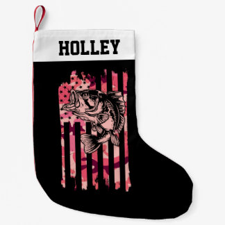 Petite Chaussette De Noël Drapeau américain de pêche personnalisé