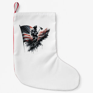 Petite Chaussette De Noël Drapeau américain. Pompier