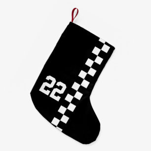 Petite Chaussette De Noël Drapeau De Course Personnalisé Noir Et Blanc