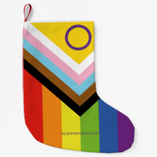 Petite Chaussette De Noël Drapeau de fierté intersexe de SlipperyJoe's fond