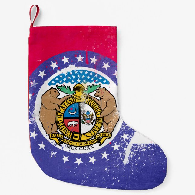 Petite Chaussette De Noël Drapeau Missouri en détresse (Devant)