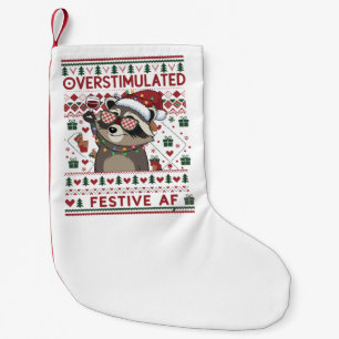 Petite Chaussette De Noël Drôle de Noël Raccoon surstimulé et festif Af