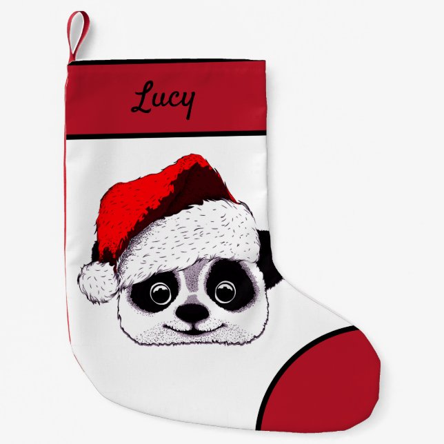 Petite Chaussette De Noël drôle de panda à Noël (Devant)