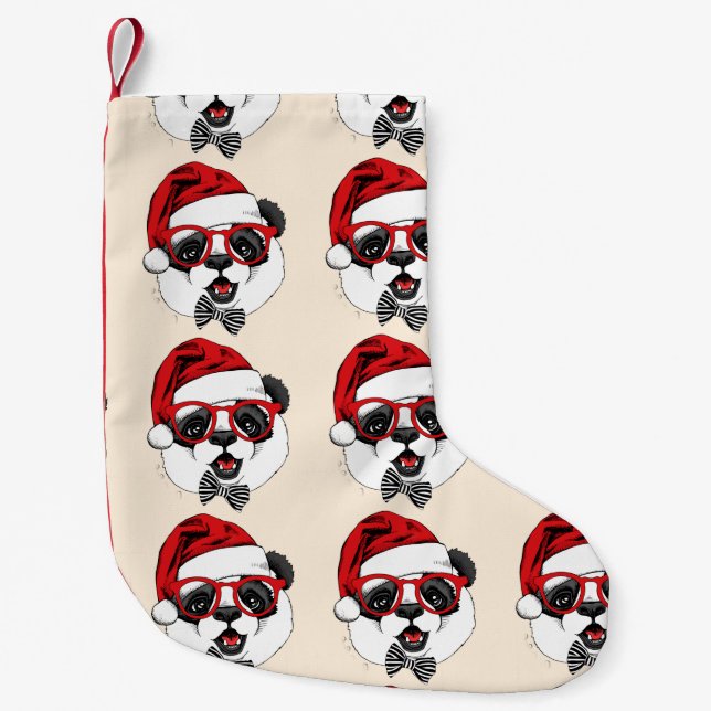 Petite Chaussette De Noël drôle de panda à Noël (Devant)
