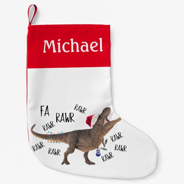 Petite Chaussette De Noël Drôle Dinosaure T-Rex Tyrannosaurus Personnalisé (Devant)