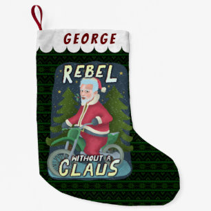 Petite Chaussette De Noël Drôle Noël le Humour de moto du Père Noël Rebe