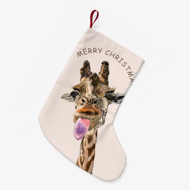 Petite Chaussette De Noël Drôle Noël Stocker Jouer Giraffe - Smile (Devant (Accrochage))