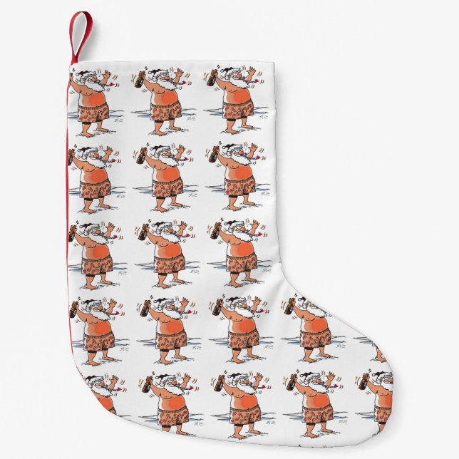 Petite Chaussette De Noël Drunk Père Noël réserve de Noël petit (Devant)