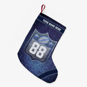 Petite Chaussette De Noël École de Parties scintillant Blue & Silver Footbal