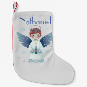 Petite Chaussette De Noël Elégant Ange de Noël Nordique Ajouter un nom