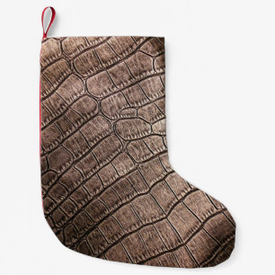 Petite Chaussette De Noël Elégant motif en cuir gros plan.