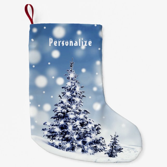 Petite Chaussette De Noël Élégant Noël Arbre neige Noël (Devant)