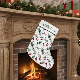 Petite Chaussette De Noël Élégant rouge et vert Botanique Noël personnalisé
