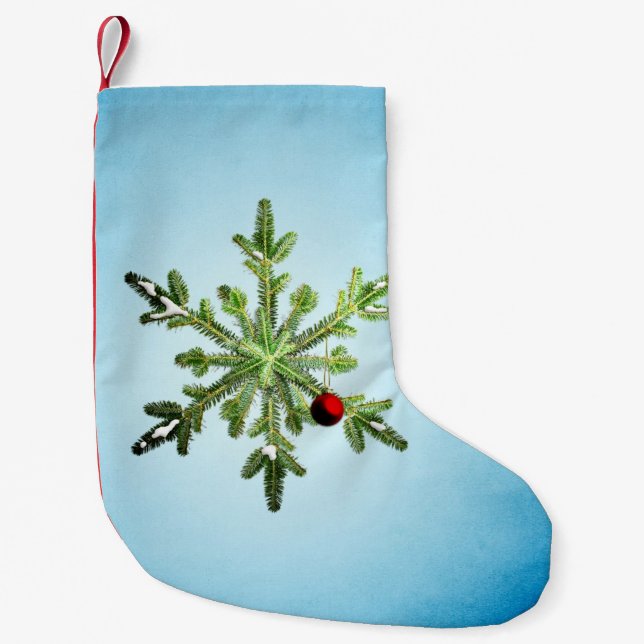 Petite Chaussette De Noël Élégant Snowflake Pine (Devant)