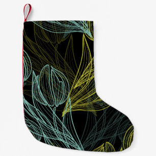 Petite Chaussette De Noël Élégant vert, bleu tulips motif