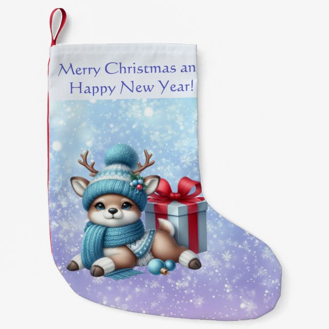 Petite Chaussette De Noël Elégante aquarelle de Noël Botanique (Devant)
