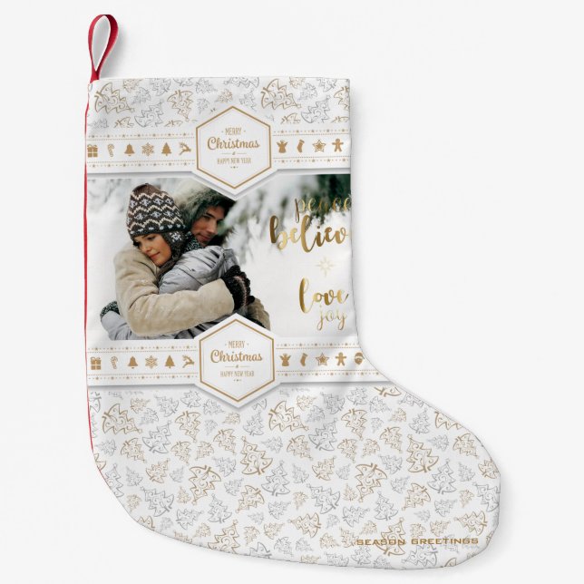 Petite Chaussette De Noël Élégante photo d'amour de Noël (Devant)