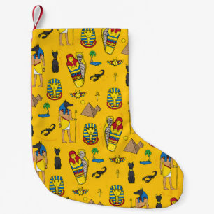 Petite Chaussette De Noël éléments égyptiens, Anubis, motif pyramides.