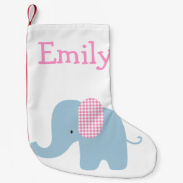 Petite Chaussette De Noël Éléphant de bébé rose et bleu