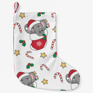 Petite Chaussette De Noël Eléphant Noël Neige Hiver Animaux Eléphants