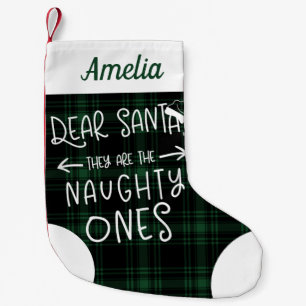 Petite Chaussette De Noël Elles sont les vilaines Vert à carreaux Mignon Drô