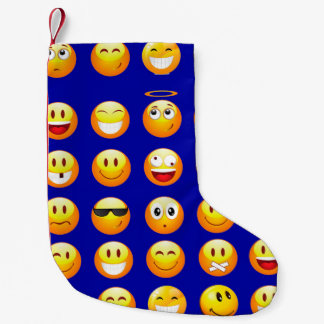 Petite Chaussette De Noël emojis bleu foncé xmas stockage de noël