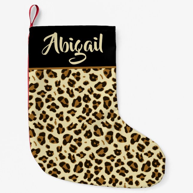 Petite Chaussette De Noël Empreinte de léopard tendance - Personnalisé (Devant)