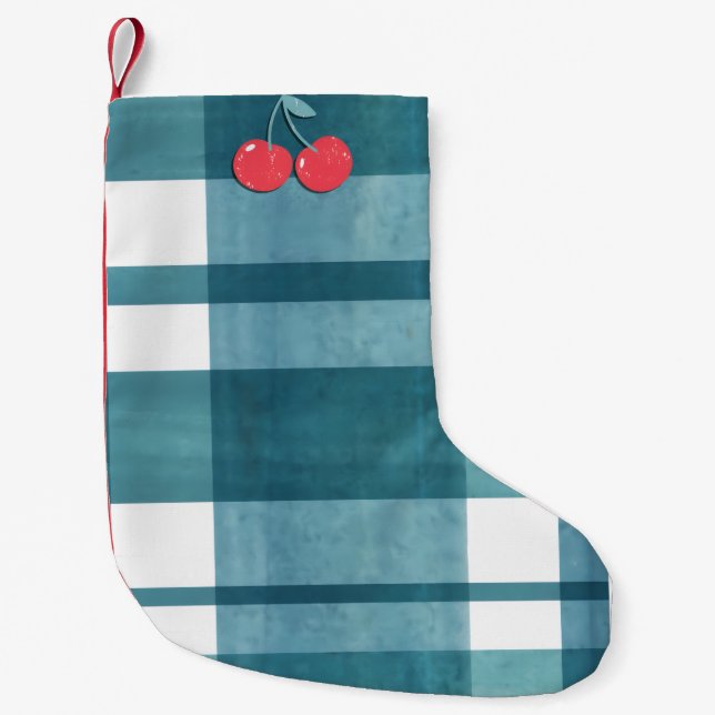 Petite Chaussette De Noël En vichy vert rétro (Devant)