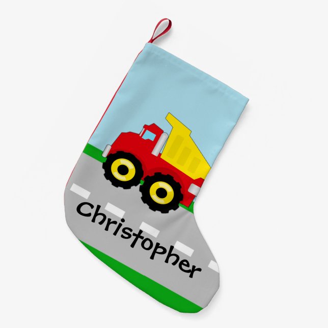 Petite Chaussette De Noël Enfants garçons Construction camion (Devant (Accrochage))