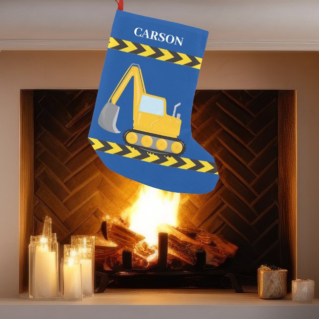 Petite Chaussette De Noël Enfants Personnalisés Construction Véhicule Bleu G (Créateur téléchargé)