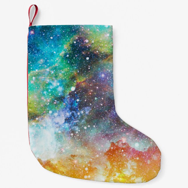 Petite Chaussette De Noël Espace futuriste, arrière - plan nébuleux étoilé. (Devant)