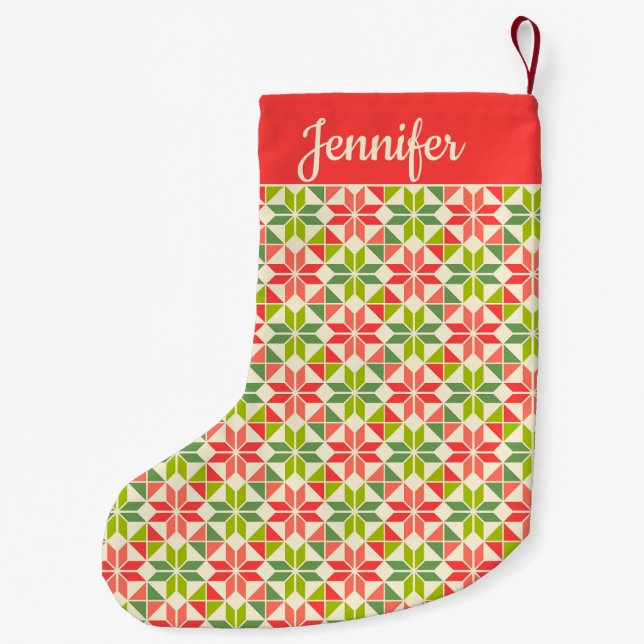 Petite Chaussette De Noël Étoile dorée rouge et verte (Dos)