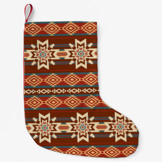 Petite Chaussette De Noël Étoiles textiles ethniques : Motif Abstrait.