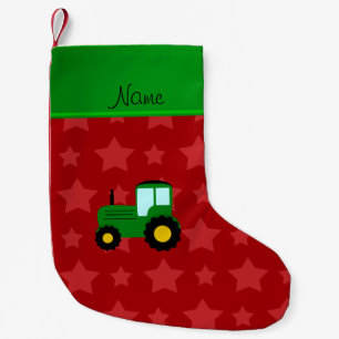 Petite Chaussette De Noël Étoiles vertes nommées personnalisées de rouge