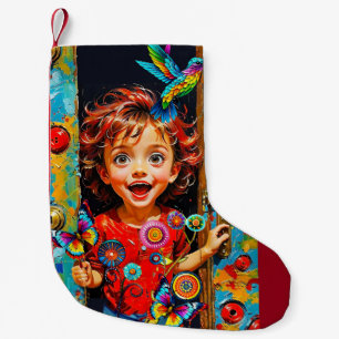 Petite Chaussette De Noël Excité À Accueillir Un Nouveau Jour