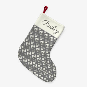 Petite Chaussette De Noël Fair Isle Grey et White Star Sweater Motif