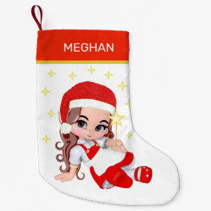 Petite Chaussette De Noël Fée Carol Girl & Étoiles