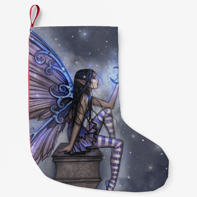 Petite Chaussette De Noël Fée magique avec Lune Noël Stocking (Devant)