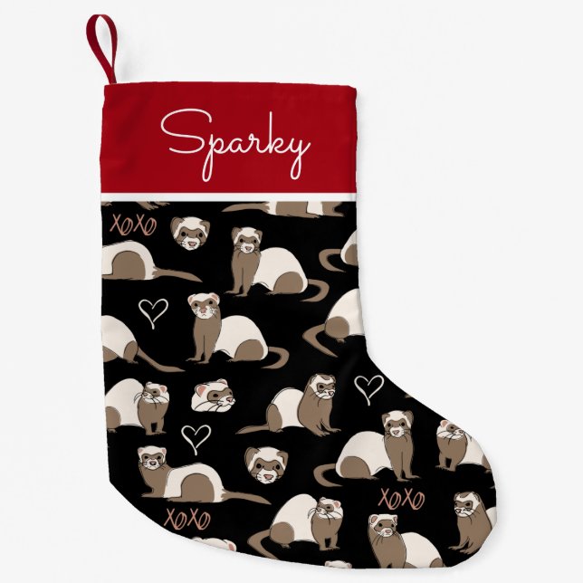 Petite Chaussette De Noël Ferret XOXO Noir (Devant)