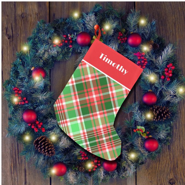 Petite Chaussette De Noël Festif classique rouge vert Plaid personnalisé (Créateur téléchargé)