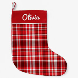 Petite Chaussette De Noël Festif rouge et blanc plaid