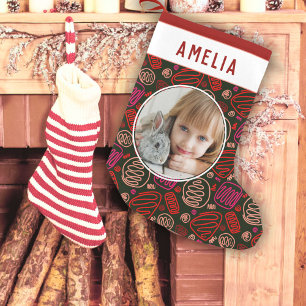 Petite Chaussette De Noël Festive Red One ligne art Motif Photo