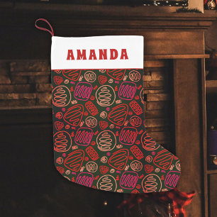 Petite Chaussette De Noël Festive Red One Line Dessin Artistique Nom du Moti