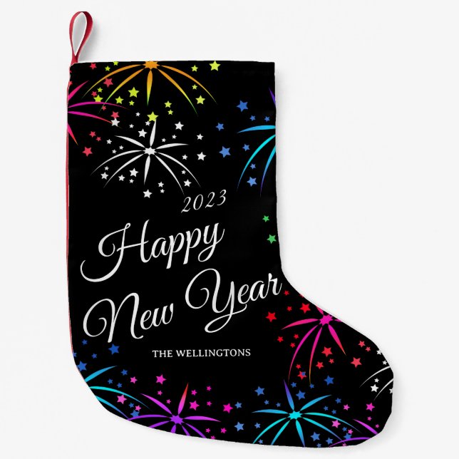 Petite Chaussette De Noël Fête Bonne année feux d'artifice festifs (Devant)