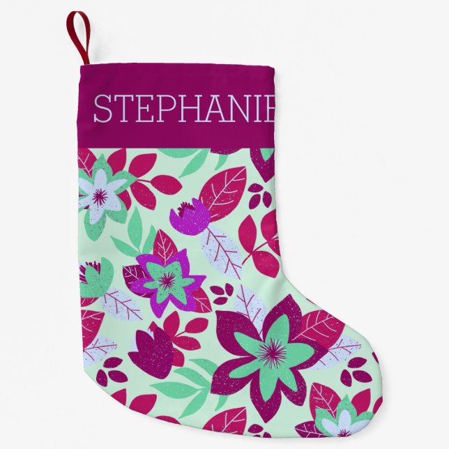Petite Chaussette De Noël Fête de Noël botanique moderne (Devant)
