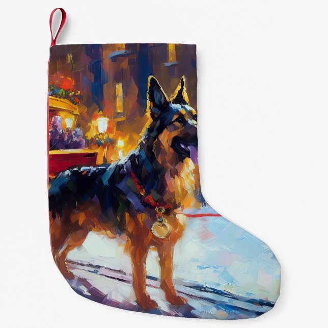 Petite Chaussette De Noël Fête de Noël des bergers allemands (Devant)