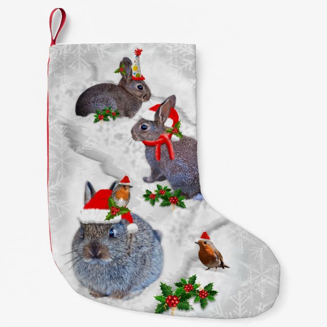 Petite Chaussette De Noël Fête de Noël des lapins (Devant)